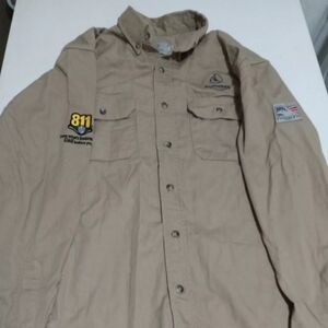 Men's Tyndale FR USA Tan Long Button Down Large Shirt Workwear Cat 2 8 Cal Arc
